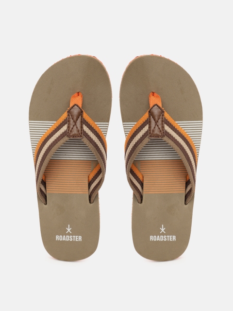 

Roadster Men Brown & Orange Striped Thong Flip-Flops