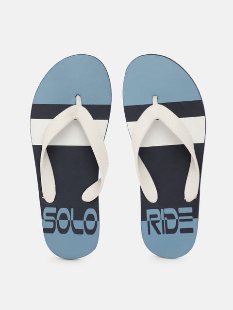 

Roadster Men White & Navy Blue Colourblocked Thong Flip-Flops