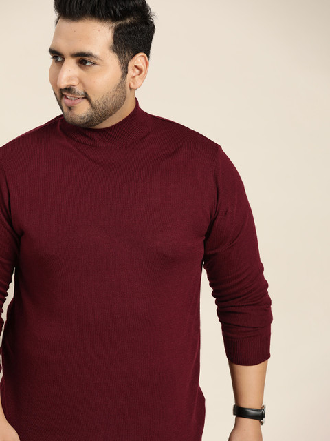 

Sztori Men Plus Size Maroon Solid Pullover