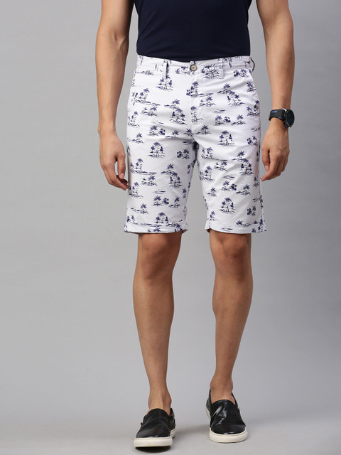 

Louis Philippe Sport Men White Printed Slim Fit Mid-Rise Regular Shorts