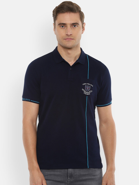 

Louis Philippe Sport Men Navy Blue Polo Collar Slim Fit T-shirt