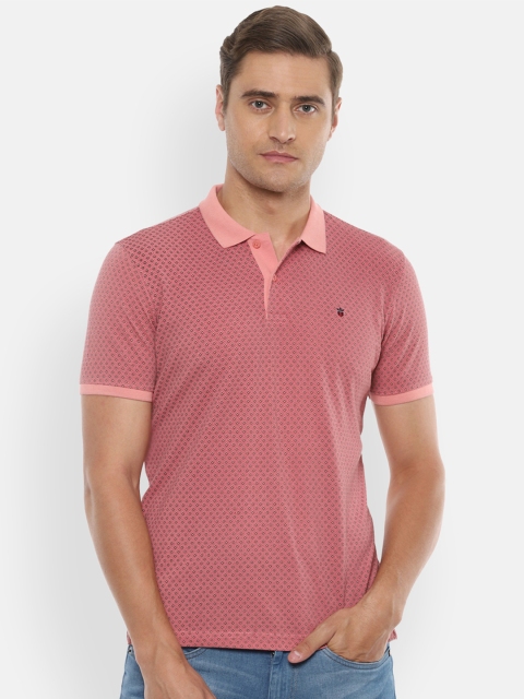 

Louis Philippe Sport Men Pink & Black Printed Polo Collar T-shirt