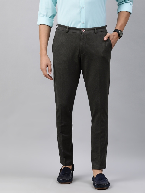 

Louis Philippe Sport Men Black Textured Comfy Tapered Fit Low-Rise Regular Trousers