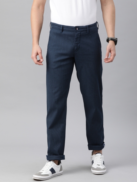 

Louis Philippe Sport Men Navy Blue Slim Fit Low-Rise Corduroy Regular Trousers