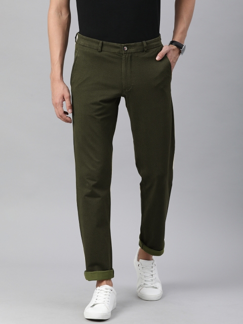 

Louis Philippe Sport Men Olive Green Textured Slim Fit Low-Rise Regular Trousers