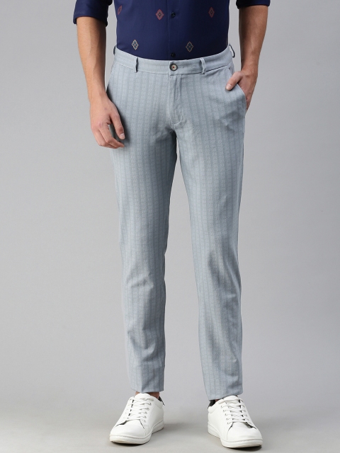 

Louis Philippe Sport Men Blue Checked Slim Fit Low-Rise Regular Trousers