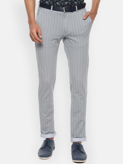 

Louis Philippe Sport Men Grey Textured Slim Fit Low-Rise Cotton Trousers