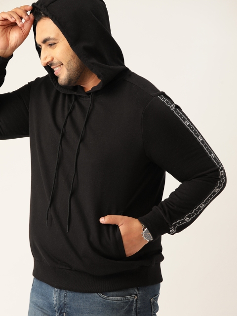 

Sztori Men Plus Size Black Solid Hooded Sweatshirt