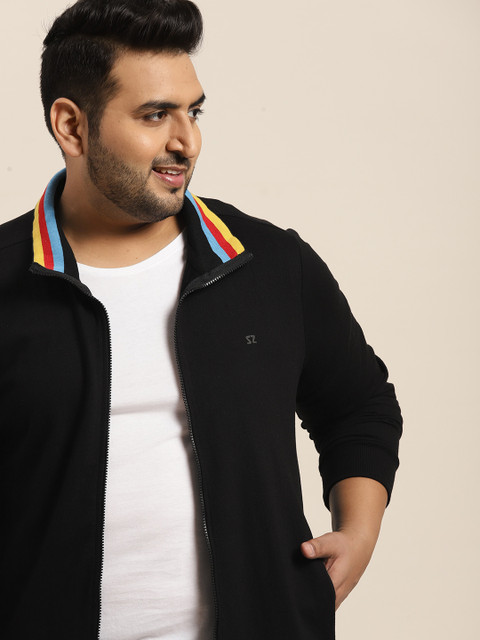 

Sztori Men Plus Size Black Solid Sweatshirt