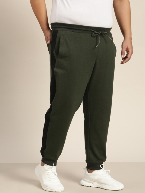

Sztori Men Plus Size Men Olive Green Solid Joggers