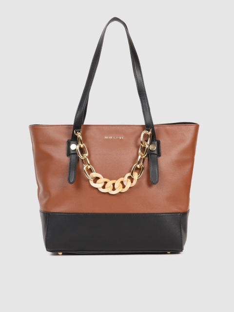 

United Colors of Benetton Brown & Black Colourblocked Shoulder Bag