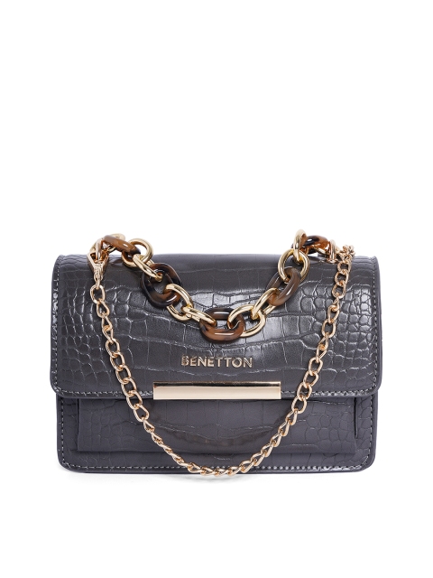 

United Colors of Benetton Grey Textured Satchel