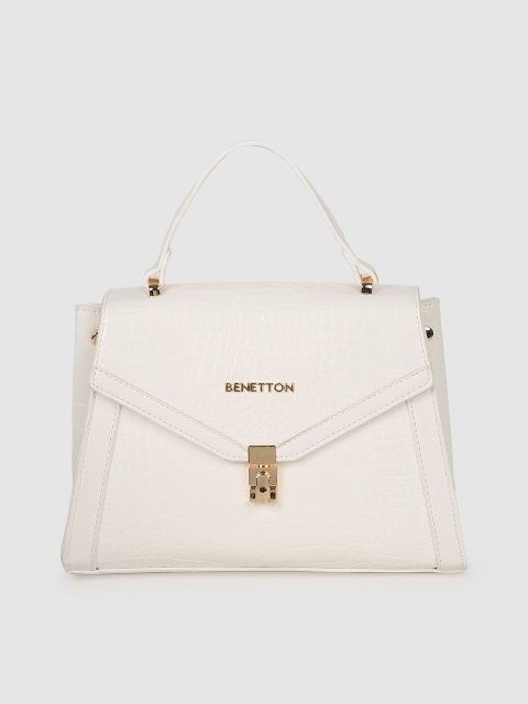 

United Colors of Benetton White Animal Textured Structured Satchel