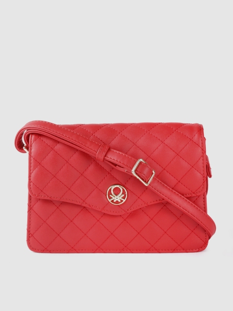 

United Colors of Benetton Red Quilted Structured Sling Bag