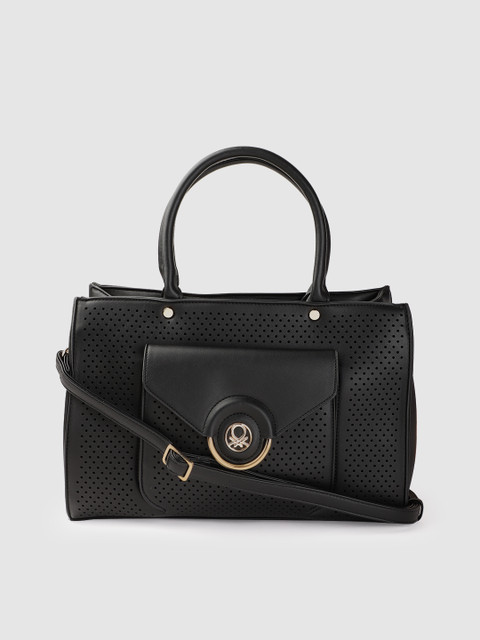 

United Colors of Benetton Black Laser Cut Structured Handheld Bag