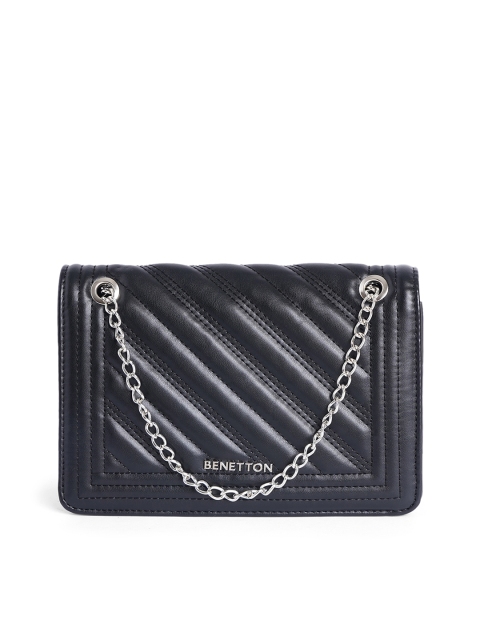 

United Colors of Benetton Black Textured Structured Sling Bag