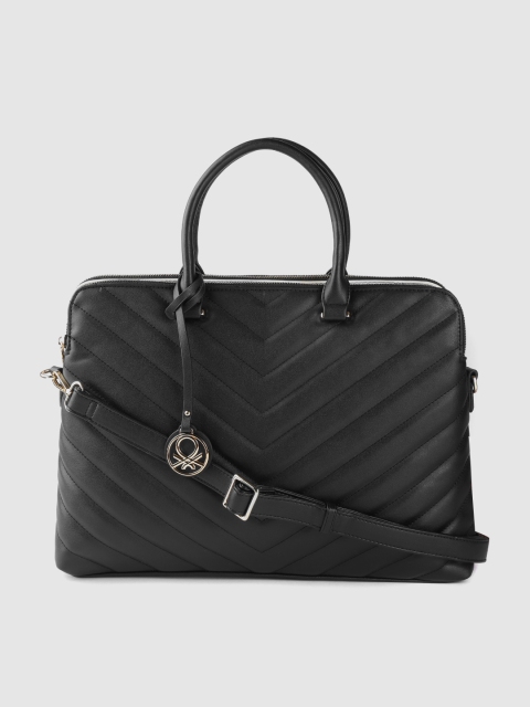 

United Colors of Benetton Women Black 16 Inch Quilted Laptop Bag