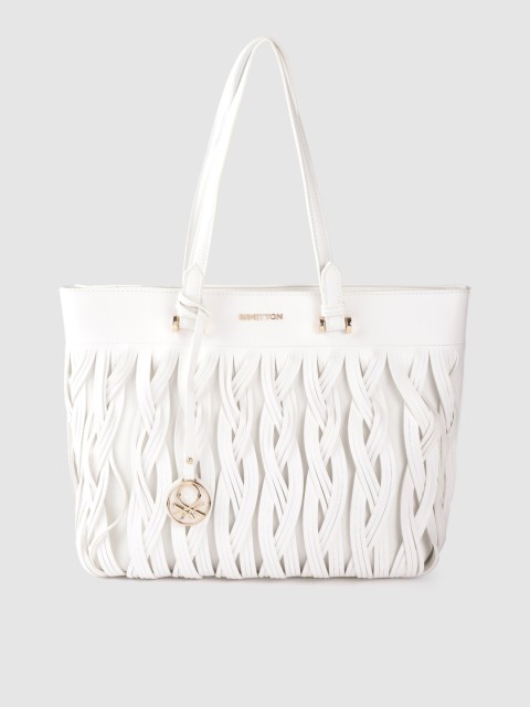 

United Colors of Benetton White Braided Textured Shoulder Bag