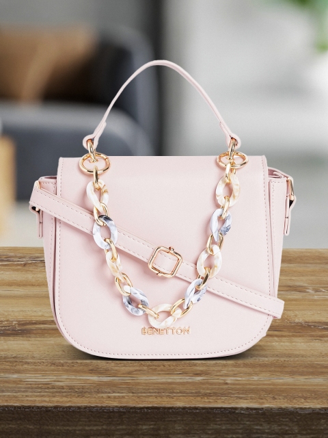 

United Colors of Benetton Pink Structured Handheld Bag