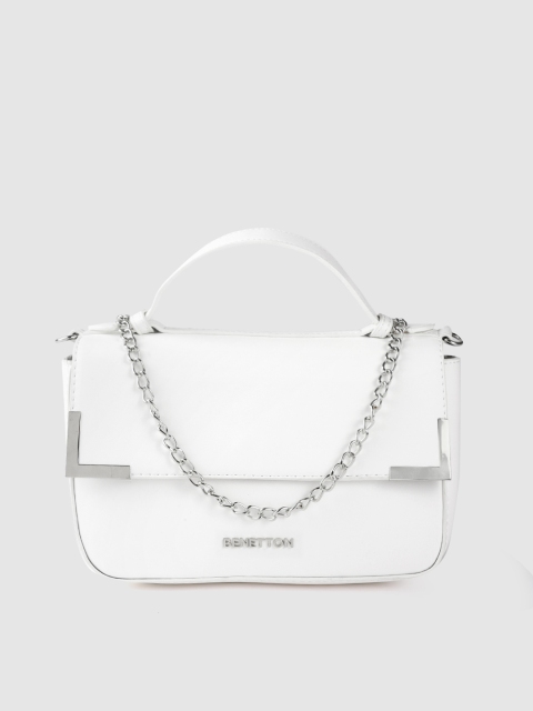 

United Colors of Benetton White Solid Structured Satchel