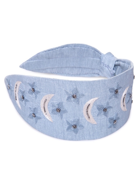 

Knotty Tail Women Grey Stars & Moon Embroidered Headband