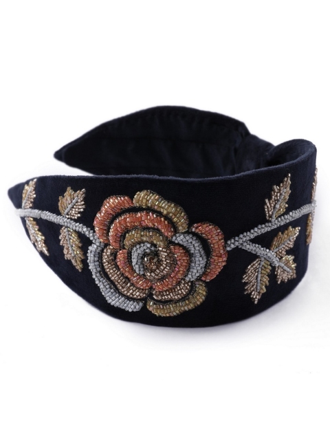 

Knotty Tail Black Floral Embellished Headband