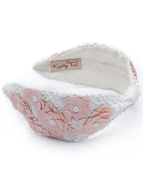 

Knotty Tail Women White Embroidered Headband