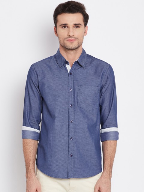 

Urban Nomad Men Blue Slim Self-design Casual Shirt