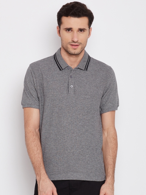 

Urban Nomad Men Grey Melange Solid Polo Collar T-Shirt