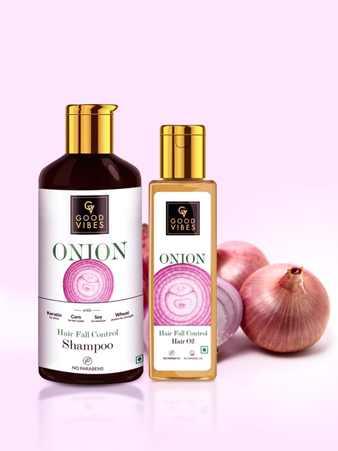 

Good Vibes Set Of 2 Onion Hairfall Control Shampoo & Onion Hair Oil 400 ml, Transparent