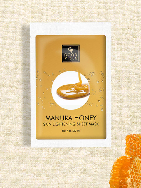 

Good Vibes Set of 5 Skin Lightening Sheet Mask - Manuka Honey - 20 ml each, Transparent