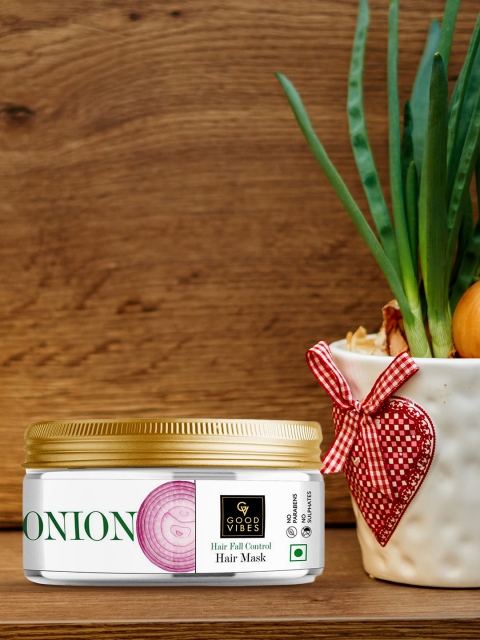 

Good Vibes Onion Hair Fall Control Hair Mask 200 g, Transparent