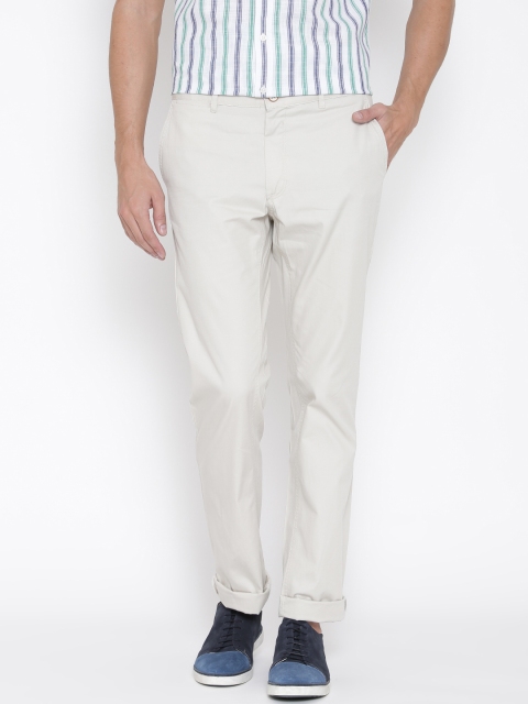 

Allen Solly Men Off-White Custom Fit Casual Trousers