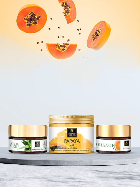 

Good Vibes Set of 3 Skin Care Gels - Aloe Vera, Orange, Papaya, Transparent
