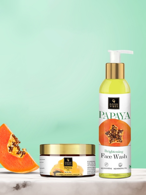 

Good Vibes Set of 2 Gel - Papaya + Brightening Face Wash - Papaya, Transparent