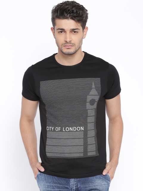 

Solly Sport by Allen Solly Men Black Printed Round Neck T-shirt