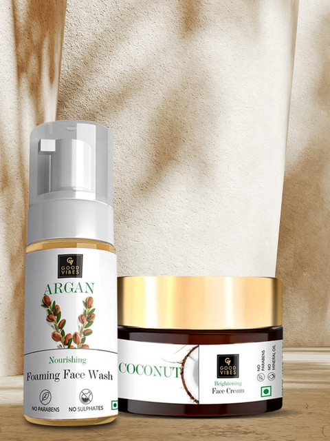 

Good Vibes Set of 2 Argan Foaming Face Wash + Coconut Face Cream, Transparent