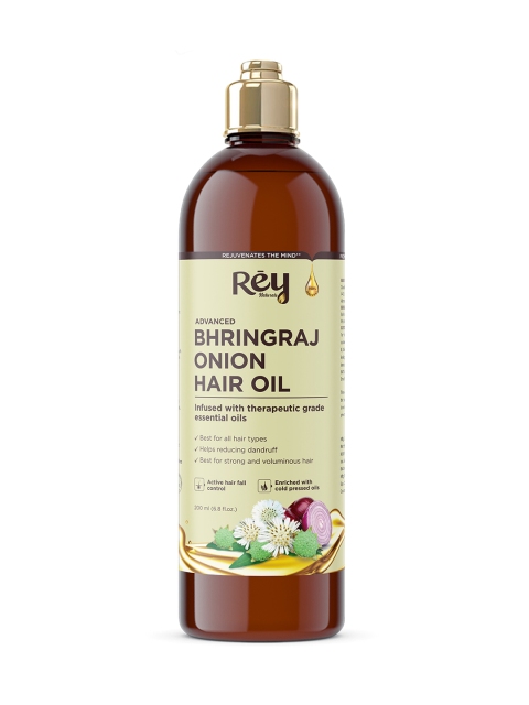 

Rey Naturals Bhringraj Oil With Onion Extract - Hair Strengthening Anti-Hair Fall - 200 ml, Transparent