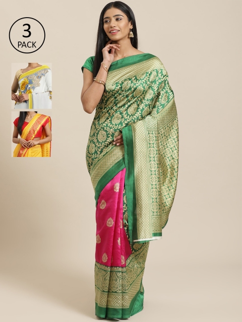 

KALINI Pack Of 3 Saree, Green