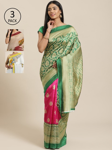 

KALINI Pack Of 3 Saree, Green