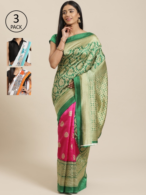 

KALINI Pack Of 3 Saree, Green