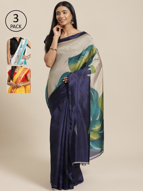 

KALINI Pack Of 3 Saree, Navy blue