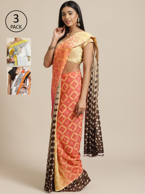 

KALINI Pack Of 3 Saree, Peach