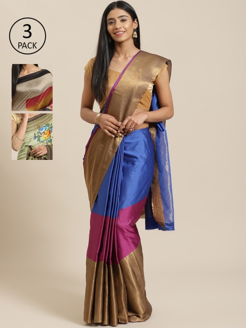 

KALINI Pack Of 3 Saree, Black