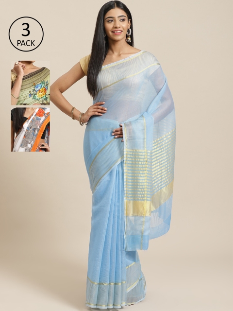 

KALINI Pack Of 3 Saree, Blue