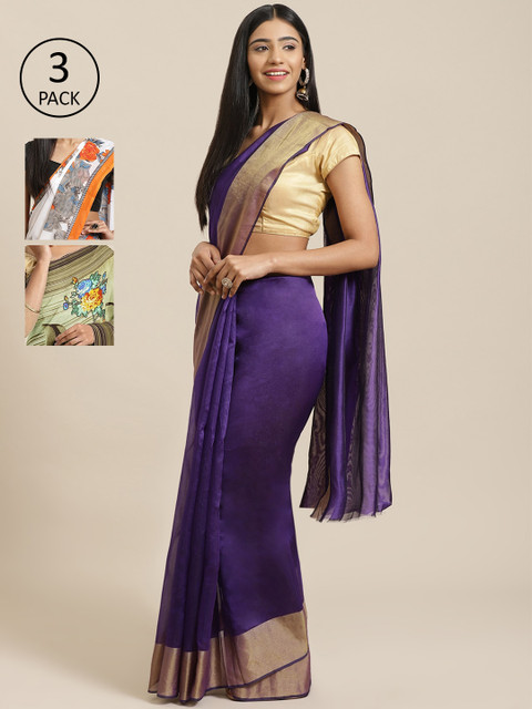 

KALINI Pack Of 3 Saree, Purple
