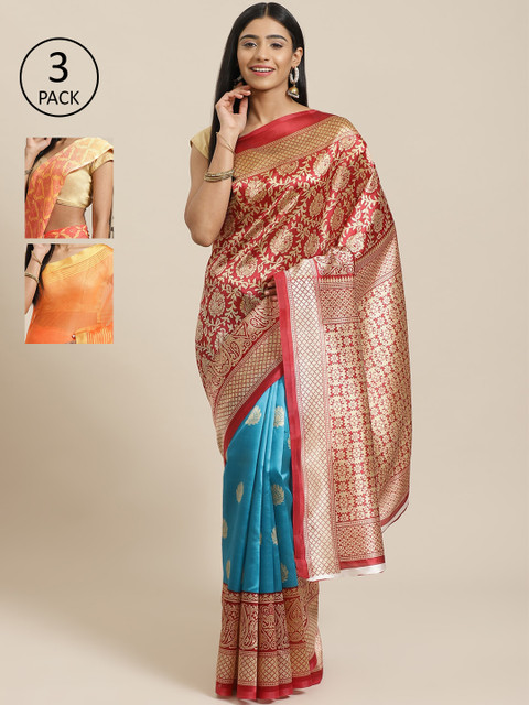 

KALINI Pack Of 3 Saree, Red