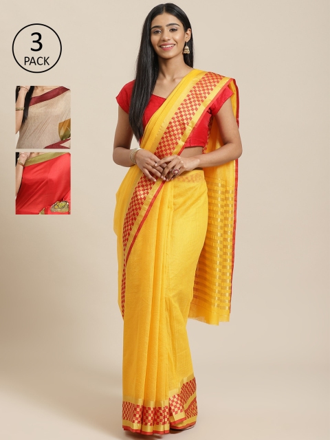 

KALINI Pack Of 3 Saree, Yellow