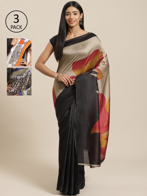 

KALINI Pack Of 3 Saree, Black