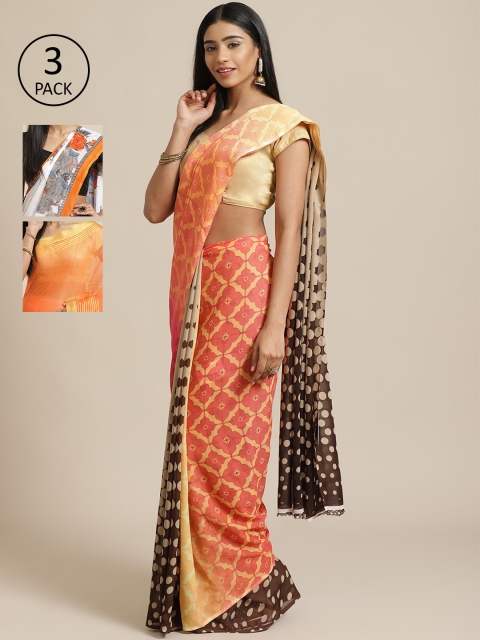 

KALINI Pack Of 3 Saree, Peach